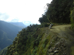 Sheer cliffs on the Death Road