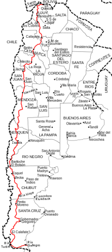 Map of the Argentine Ruta 40