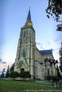 Bariloche Cathedral at dusk.