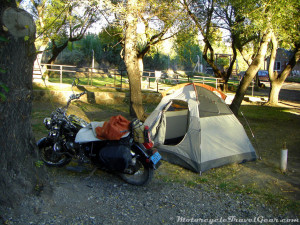 The tent and the bike survived the night.